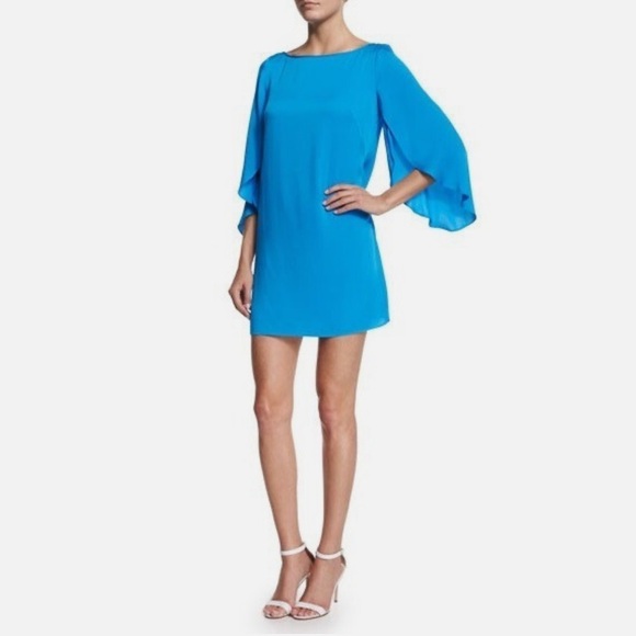 Milly NY Womens Stretch Silk Flutter Sleeve Mini Dress blue size 2 - Picture 1 of 6